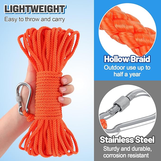 Water Floating Lifesaving Rope - Professional Throwing Pool Life Preserver Rope Line for Swimming Small Kayak Inflatable Boat