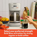BELLA 12 Cup Programmable Coffee Maker, Reusable Dishwasher Safe Accessories, Easy LCD display, Auto Shutoff, 900 watt, Oatmilk