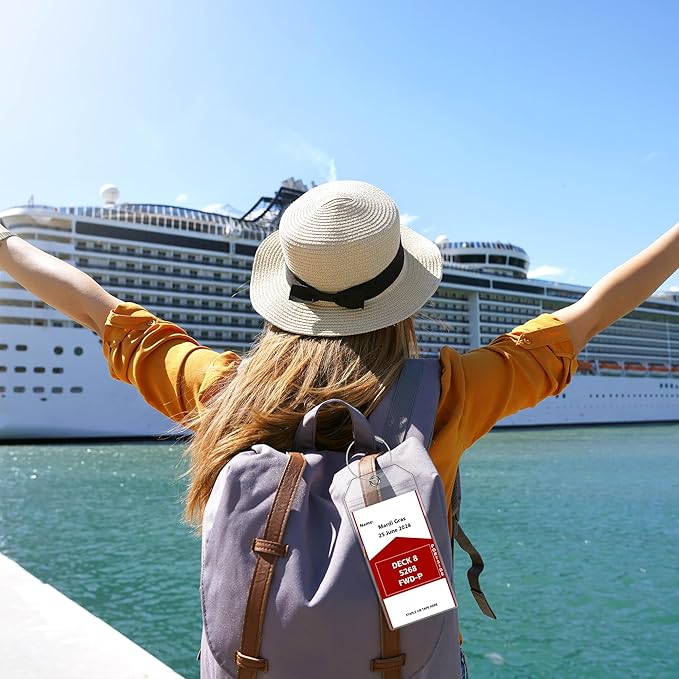 20 Pack Luggage Tags Travel Essentials & Cruise Essentials for NCL, Princess, Carnival, Royal Caribbean & Celebrity Cruise Ships by SEAVILIA
