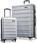 Samsonite Omni 2 Hardside 2 Piece Set - Includes Global Carry-On & Large Checked Suitcases - 360° Dual Spinner Wheels - Integrated TSA Lock & Expansion - Amazon Exclusive - Arctic Silver