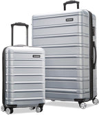 Samsonite Omni 2 Hardside 2 Piece Set - Includes Global Carry-On & Large Checked Suitcases - 360° Dual Spinner Wheels - Integrated TSA Lock & Expansion - Amazon Exclusive - Arctic Silver
