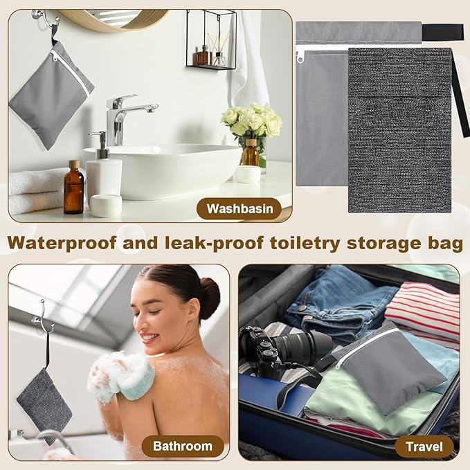 Reallnaive 4 Sets Travel Soap Bar Bag Quick Dry Waterproof & Leakproof Soap Dish Case with Foaming Nets Multifunctional Toiletry Shower Gym Essentials Pouch for Camping Enthusiasts(Gray)