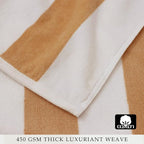 COTTON CRAFT Hooded Beach Towel – Oversized 35 x 70 Towel with Hood for Adults - 100% Cotton Velour Dobby Terry Towel - 450 GSM Pool Bath Wrap - Soft Absorbent Quick Dry – Cabana Stripe Linen