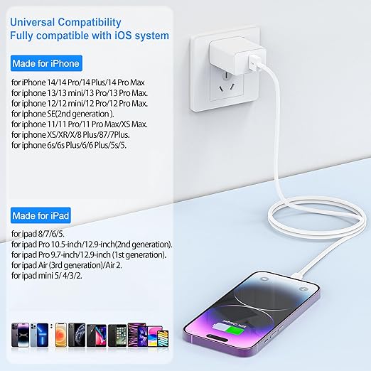 2PACK for iPhone Charger 3FT,Lightning Charging Cable，for Apple Certified Cord for iPhone 14/13/12/11 Pro/X/Xs Max/XR/8 Plus/7/6s/SE/5c/5s,for iPad Air/Mini USB Charge 3Foot