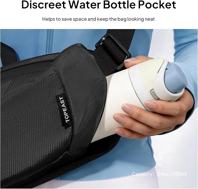 TOPEAST Waist Pack 4L Large Capacity Fanny Pack with Hidden Water Bottle Pocket, Water Resistant Crossbody Sling Bag for Men Women, Adjustable Belt Bag for Hiking Running Travel Cycling