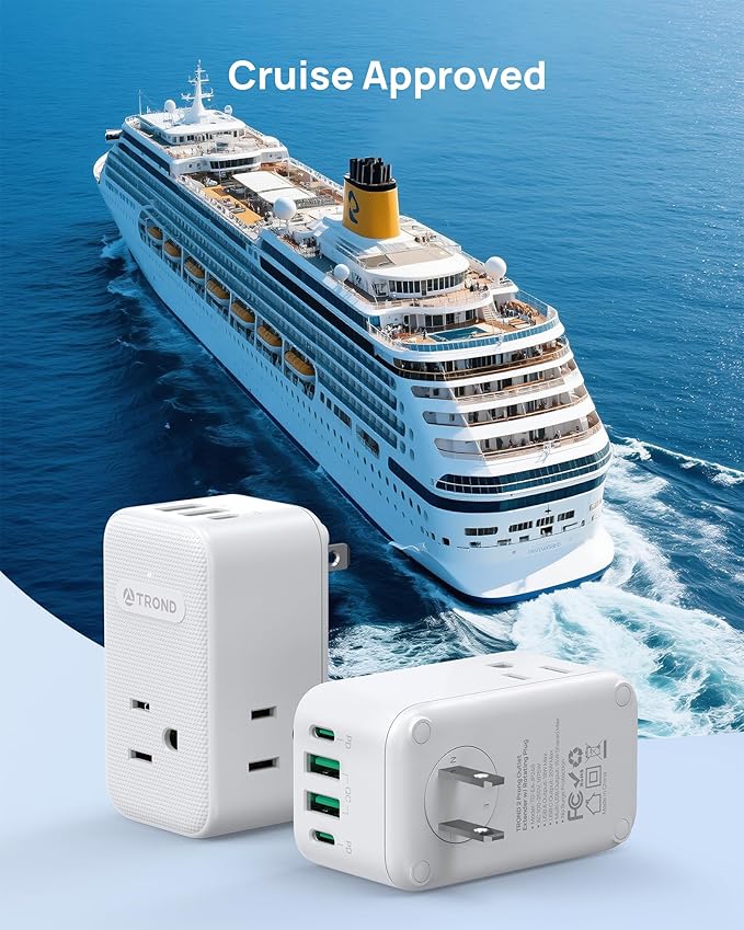 TROND 2 to 3 Prong Outlet Adapter 2 Pack, 3 AC Power Splitter with USB C PD20W & 360 Rotating Plug, Travel Plug Adapter for US to Japan, Wall Outlet Extender for Old House Travel Essentials