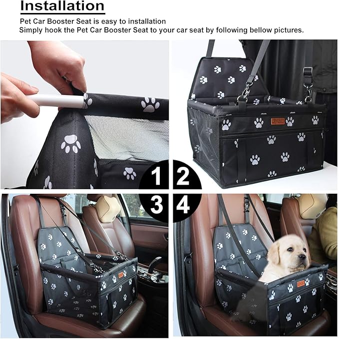 BYGD Dog Car Seat - Breathable & Foldable Pet Basket with Cushion, Suitable for Small & Medium Pets