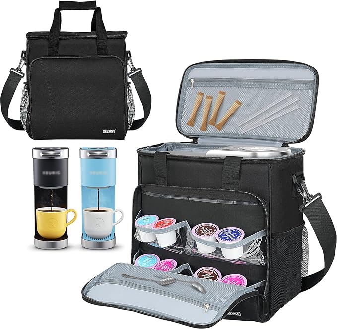 LEFOR·Z Travel Coffee Maker Carrying Bag Compatible with Keurig K-Mini or K-Mini Plus, Single Serve Coffee Maker Portable Storage Bag with Shoulder Strap(Patented Design)