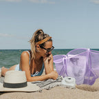 KALIDI Beach Nylon Mesh Tote Bag, Casual Tote Bag Hobo Women Foldable MAX 23L Shoulder Bag For Beach Picnic Vacation
