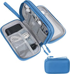 Skycase Electronic Organizer Travel Case - Waterproof Travel Cord Pouches for Organization, Cable Organizer, All-in-One Double Layers Storage Bag for Accessories, Charger, Cable, Blue - Large