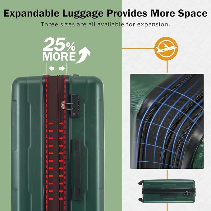 Merax Luggage Sets 20/28 Inch Hard Shell Suitcase Sets with Bags