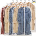 All Clear Garment Bags for Hanging Clothes, 48" Suit Bags for Closet Storage, Plastic Dustproof Suit Cover Bags, Clothes Protectors Bag with zipper for Coats, Jackets, Shirts（10 Packs）