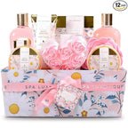Spa Gift Baskets for Women, Spa Luxetique Bath Gift Set, 12pcs Relaxing Home Spa Kit for Women with Shower Gel, Bath Salt, Essential oil, Body Lotion, Hand Cream, Christmas Gifts for Mom