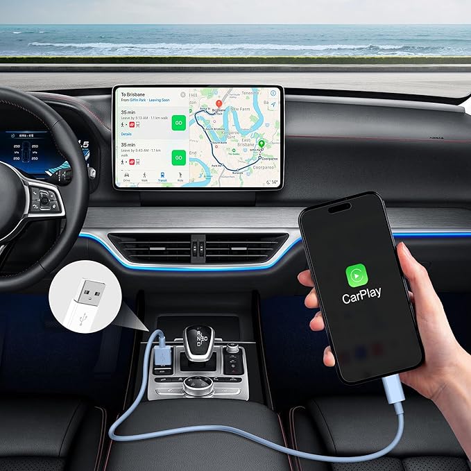 FUPYWP Car iPhone Carplay Cable, Car Charger Cord, USB A to Lightning Cable Fast Charging & Data Transfer for iPhone 14/13/12/11 Pro Max XR XS X 8 7 6 Plus SE Tangle-Free,3ft Blue