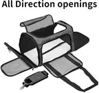 Soft-Sided Cat/Dog/Pet Carrier, Collapsible Pets Travel Carriers for Big Cats/Small Dogs with Shoulder Strap & Removable Mat, Mesh Puppy Carry Bag, Up to 25 Lbs (Dark Grey)