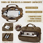 RAINSMORE Mens Laptop Bag PU Leather Messenger Bag 15.6 Inch Briefcase Vintage Computer Satchel Bag for Work Business