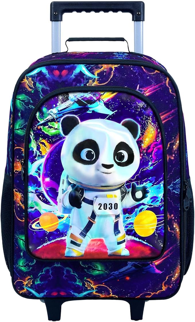Boys Suitcase, Kids Travel Suitcases with Wheels, Panda Carry on Rolling Luggage(Black)