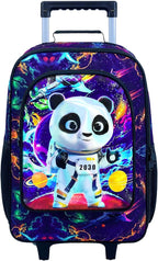 Boys Suitcase, Kids Travel Suitcases with Wheels, Panda Carry on Rolling Luggage(Black)