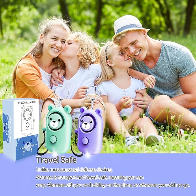 Personal Alarm for Women Kids and Elders Safe Sound, 130dB Siren Emergency Self-Defense Security Alarm Keychain Loudly with LED Light (Emerald+Violet)