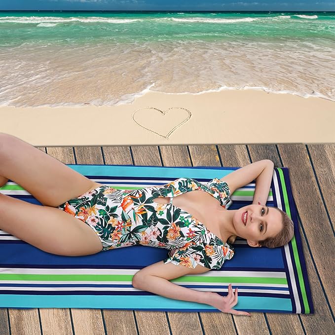 Beach Towel Microfiber 60"x30" Lightweight Quicy Dry Stripes Travel Towels Swim Pool Yoga Gym Camping for Adults Women Men Beach Essentials Accessories Vacation Gift (Stripes, 1 pcs)