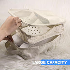 Windyun 2 Pcs Shoe Bags for Travel Holds 3 Pair of Shoes Travel Shoe Bag for Packing Portable Shoe Cubes for Travel and Daily Use(Beige, Gray)