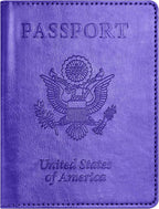 Passport and Vaccine Card Holder Combo, Passport Holder with Vaccine Card Slot, Passport Wallet, Passport Cover, Passport Case, Passport Holder for Women and Men(AKA-Bright purple)