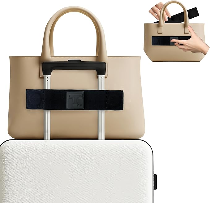 Trolley Strap Carryon Luggage Strap Over Suitcase Handle for Attaching Carryon Bag Travel Accessories TSA Approved Carry-On Add a Bag Belt Sleeve for A Tote Backpack Purse (Black on Black)