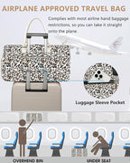 Women Weekender Travel Duffle Bag: Travel Duffel Overnight Bags with Shoe Compartment Large Carry on Tote with Toiletry Bag Weekend Traveling Yoga Gym Hospital Bag for Women with Wet Pocket Leopard