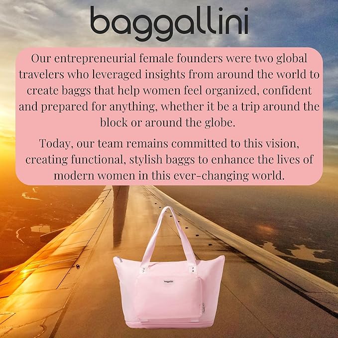 Baggallini Carryall Expandable Lightweight Travel Tote 22" Packable Folding Compact Nylon Washable Weekender w/Luggage Sleeve