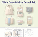 Vandel Space-Saving Compression Packing Cubes for Women with Hanging Toiletry Bag, Laundry Bag, Compressible Carry On Suit Case Organizer Luggage Packing Cubes for Travel Compression Organizer Bags