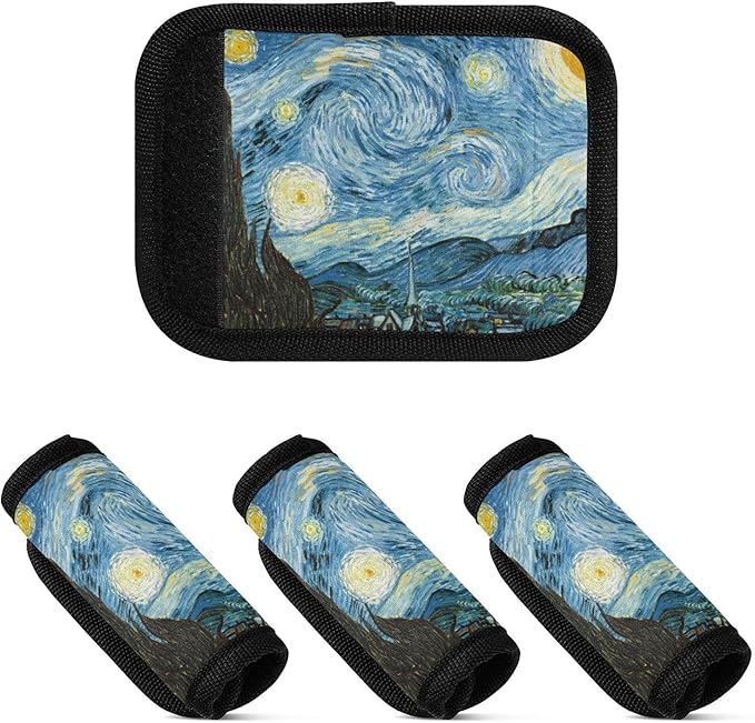 2Pcs Luggage Handle Wrap Suitcase Identifier Handle Covers Tags Soft Travel Bags Luggage Handle Gripper Accessories for Airplane Flying Starry Night