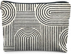 Abstract Minimalist Black and White Makeup Bag, Aesthetic Boho Rainbow Line Art Cosmetic Bags for Women, Boho Gifts for Women, Contemporary Modern Zipper Makeup Pouch