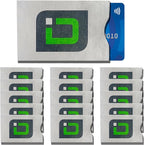 RFID Blocking Credit Card Sleeve Protectors – USA Made Slim Wallet Inserts for Credit Cards, Debit Cards & ID Protection (16, Green Logo -16 Pack)