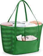 KALIDI Upgrade Version Beach Mesh Tote Bag MAX 27L Large capacity,Shoulder Bag Nylon Hobo Women Casual Foldable Beach Picnic