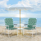 VINGLI Patio Lawn Webbed Folding Chairs Outdoor Beach Portable Camping Chair for Yard, Garden (2, Dark Green, Oversized)