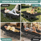 ZENPETIO Camping Cot for Adults, Heavy-Duty Portable Cot Bed with Mattress, Foldable Padded Sleeping Cots for Camping Travel Tent Day Bed Outdoor & Home Guest, Max Load 500 LBS, 75x28x15”