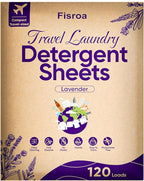 Travel Laundry Detergent Sheets Fisroa 120 Loads Eco-friendly Washing Detergent Sheets Plastic-Free Lavender Liquidless Laundry Strips for Camping Dorm