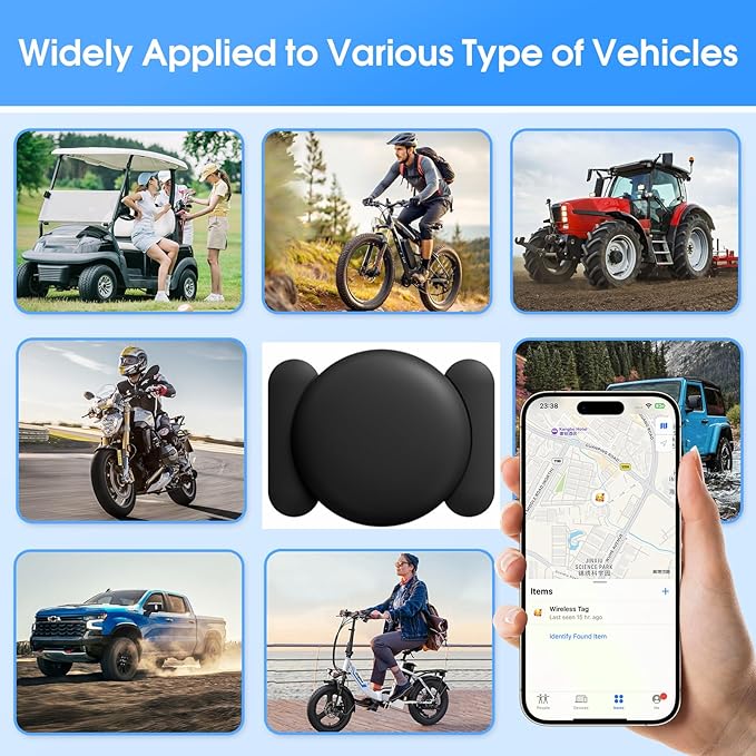 Mini GPS Tracker for Vehicles, Hidden Car Location Tracker w/Magnetic Case, Real Time Global Tracking, Item Finder for Pets, Keys, Wallets Works with Find My (iOS Only) No Monthly Fees, Black