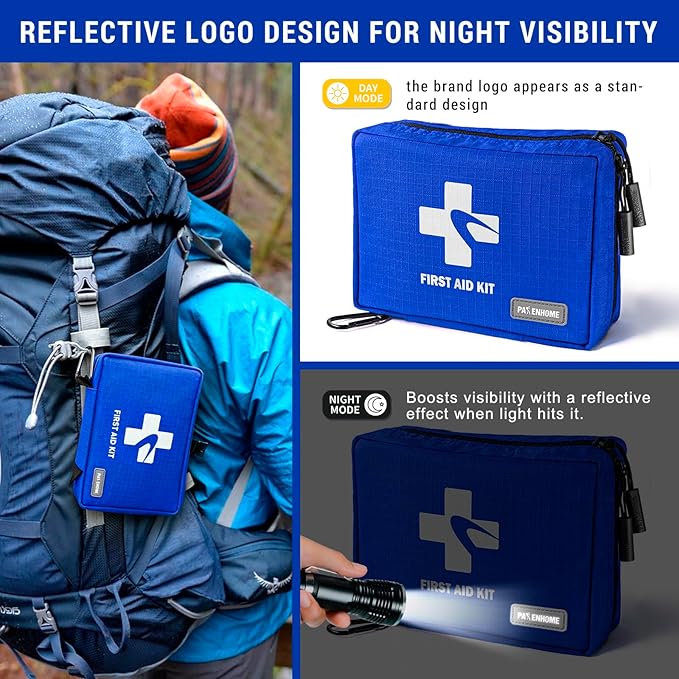 300 Piece First Aid Kit, Compact Waterproof First Aid Bag with 9 Organized Compartments, Portable Emergency Supplies Kit for Outdoor, Camping, Hiking, Car, Home, Travel, Office