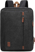 CoolBELL 17.3 Inches Convertible Laptop Messenger Bag Shoulder Bag Canvas Backpack Oxford Cloth Multi-Functional Briefcase For Men Women (Canvas Black)