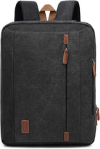 CoolBELL 17.3 Inches Convertible Laptop Messenger Bag Shoulder Bag Canvas Backpack Oxford Cloth Multi-Functional Briefcase For Men Women (Canvas Black)