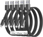 5Pack for iPhone Charger Cable 3ft Lightning to USB Cables Fast for iPhone Charging Cord [Apple MFi Certified] Nylon Braided for iPhone 14/13/12/11 Pro/X/Xs Max/XR/8 Plus/7/6/5/SE,for IPad, 3 Foot