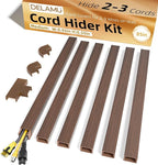 Delamu Cord Hider, 85in Cord Covers for 2-3 Wires on Wall, Self-Adhesive Cable Hider, PVC Wire Hiders Wire Covers for TV Cords on Wall, Easy Mount Cable Cover Raceway Kit, W0.95 H0.55in, Cherrywood
