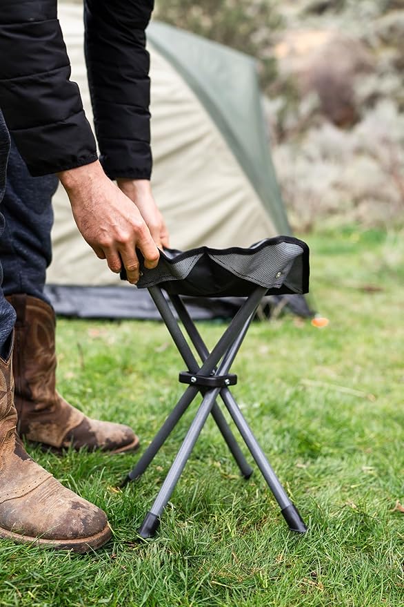 Stansport Apex Fold-Up Stool (G-140) - Black/Grey, Portable and Lightweight Stool for Camping, Fishing, Hiking, Backpacking and More - 300 lbs weight capacity