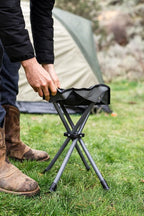 Stansport Apex Fold-Up Stool (G-140) - Black/Grey, Portable and Lightweight Stool for Camping, Fishing, Hiking, Backpacking and More - 300 lbs weight capacity