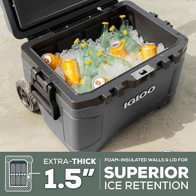 Igloo Trailmate 52Qt Wheeled Cooler, Insulated Hard Shell Ice Chest, Sportsman