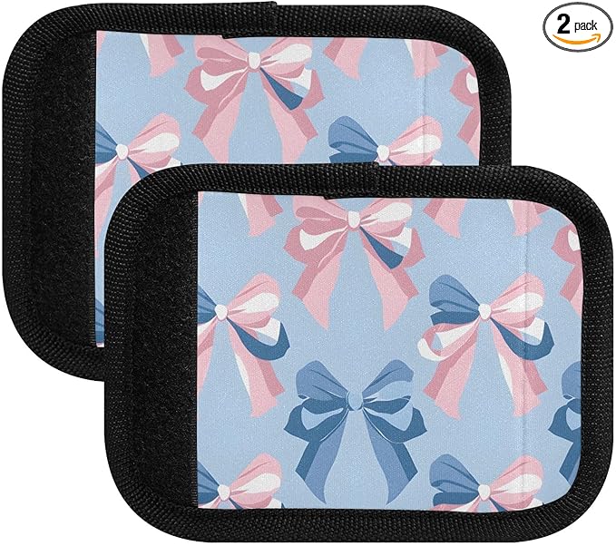 Ribbon Bow Blue Luggage Handle Wrap for Suitcase Luggage Tags Handle Covers Identifiers Soft Decorations Travel Accessories 2 Pack