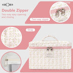 honitty Makeup Bag,Quilted Cosmetic Bags,Large Floral Make Up Organize bag,Makeup Bag Set for Women,Flower Travel Toiletry Bag