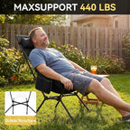 TOBTOS Portable High Back Camping Chair, Support 440 lbs, Ultralight Folding Chair with Head Support, Compact Backpacking Chair for Outdoor Camp Backpacking Fishing (Black)