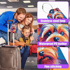 3 Pack Colorful Dog Luggage Tags for Suitcase Cute Animal PU Leather Travel Luggage Tag Privacy Cover ID Label for Women Men Baggage Backpack Handbag School Bag